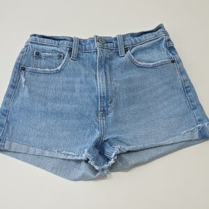 Abercrombie & Fitch Jean Shorts The Mom Short High Rise Denim Cutoff Blue Size26